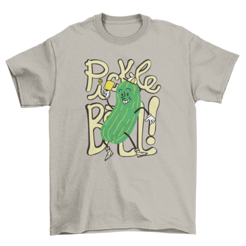 Happy cartoon cucumber playing pickleball game t-shirt